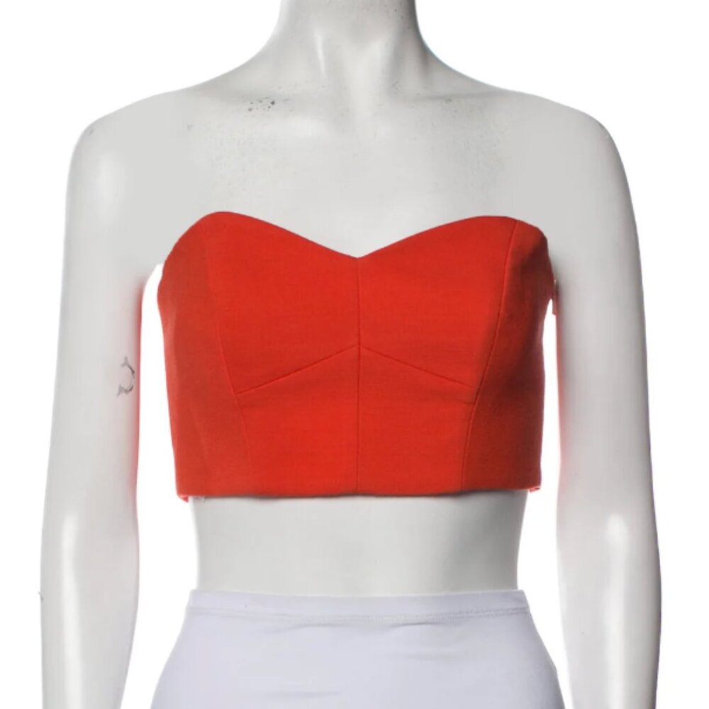 Milly Bandeau Top in Red Orange | Sleeveless Crop Top | Size XS US2